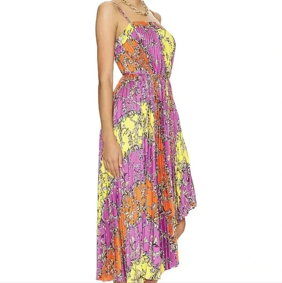 {MILLY} Irene Chain Pleated Midi Dress - Picture 3 of 17